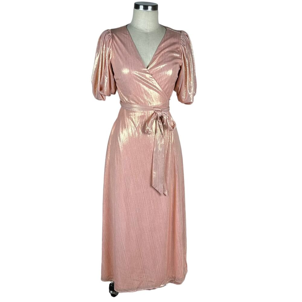 YUMI KIM Francine Pink Gold Sparkly Midi Dress Women's Size Small NWT Glam